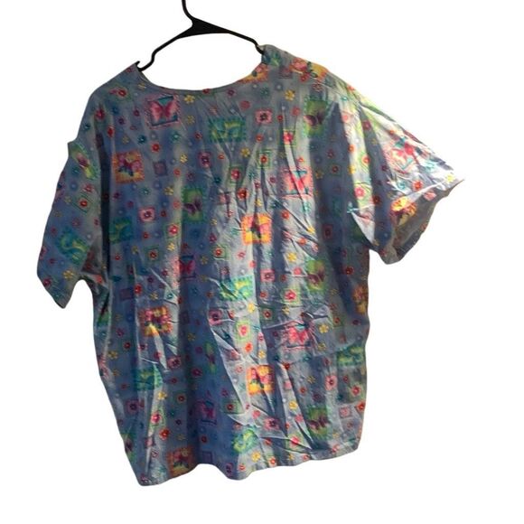 Pre Owned Women’s WS Fundamentally Cotton Scrub Scrubs Top Festive Sz Lg Work - Picture 7 of 10